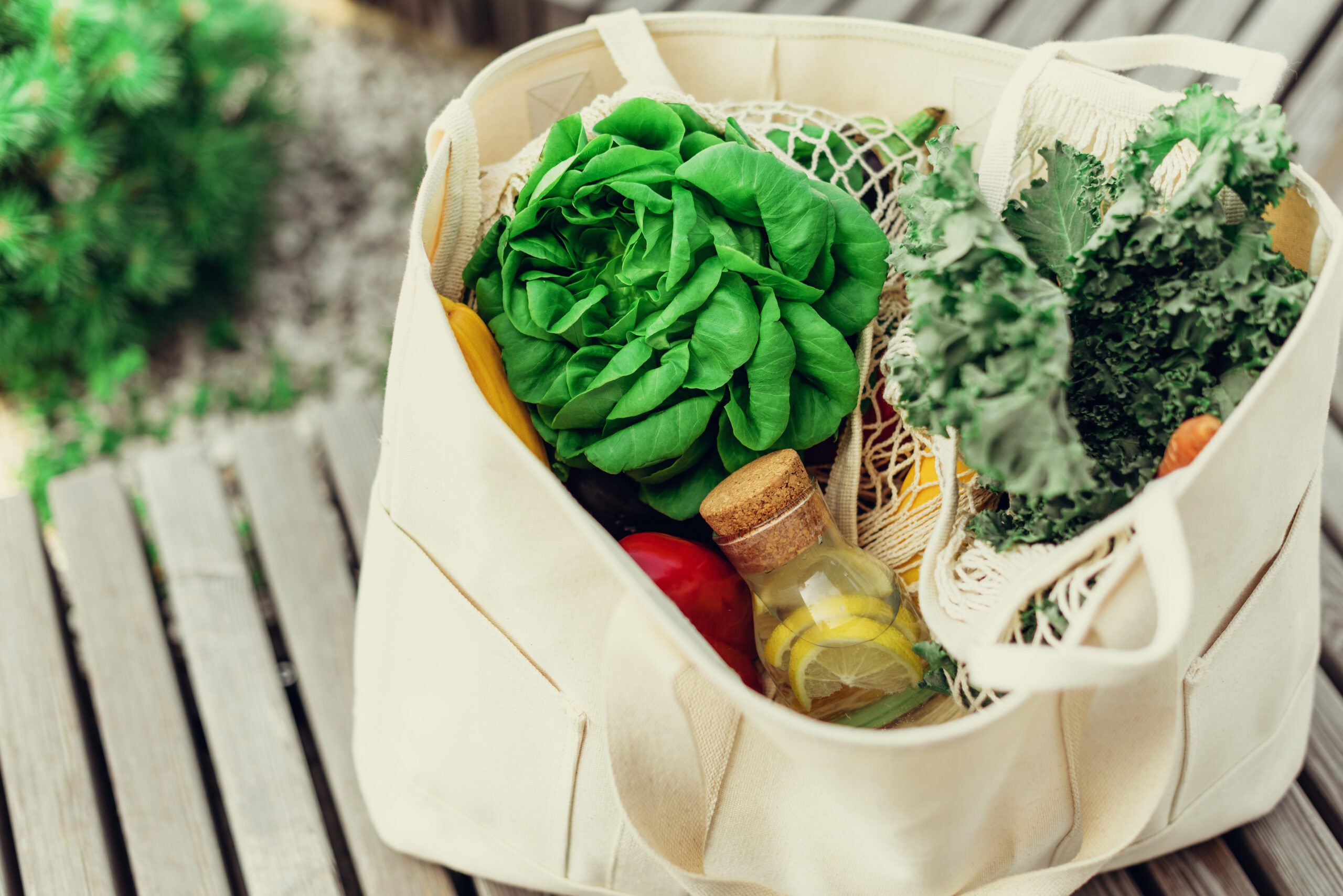 canvas shopping bag with pockets